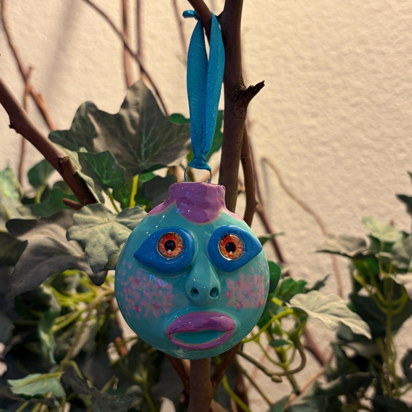 Whimsical Quirky Face Ornament Handmade Clay