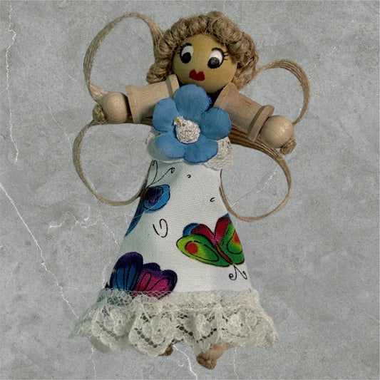 Cottage Fairy Magnet – Handmade Rustic Jute Hair Fairy Decor Wood