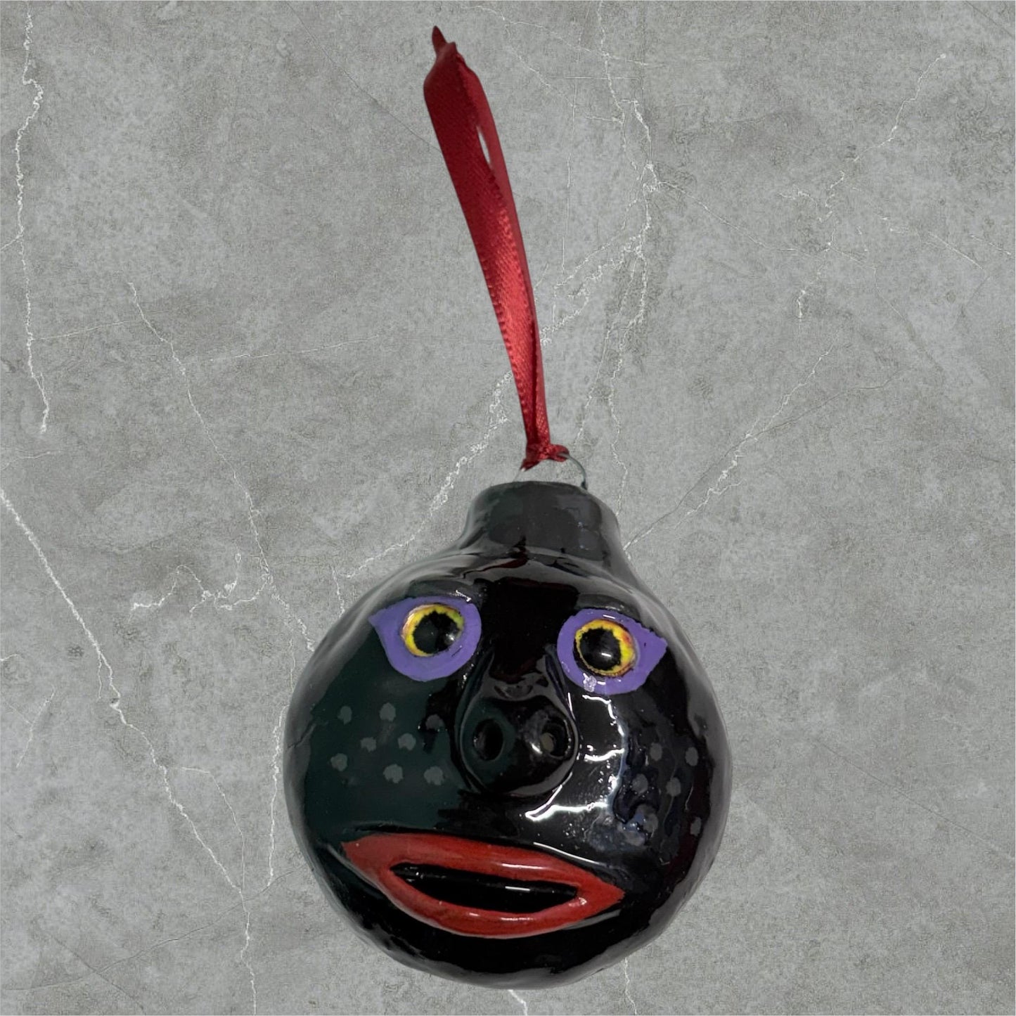 Whimsical Quirky Face Ornament Handmade Clay