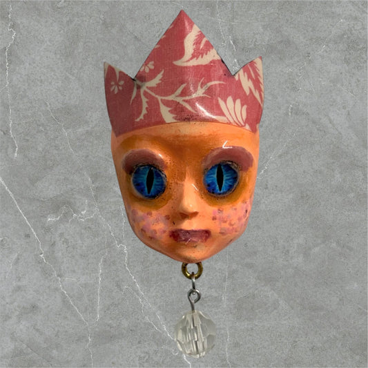 Handpainted Monster Fridge Magnet: Crowned Fae Goblin Kitchen Decor