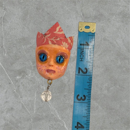 Handpainted Monster Fridge Magnet: Crowned Fae Goblin Kitchen Decor