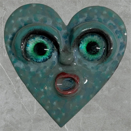 Handmade Creepling Two-Eyed Heart Magnet: Quirky Sculpture, Hand Painted, 2" Collectible