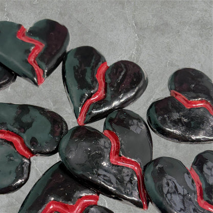 Handmade Black Broken Heart Magnet – Breakup Gift