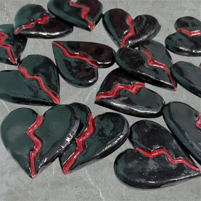 Handmade Black Broken Heart Magnet – Breakup Gift