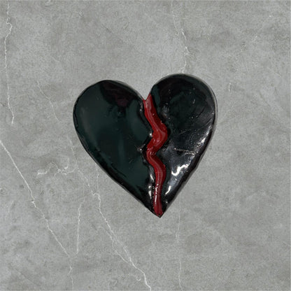 Handmade Black Broken Heart Magnet – Breakup Gift