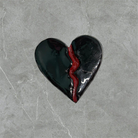 Handmade Black Broken Heart Magnet – Breakup Gift