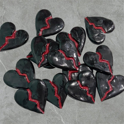Handmade Black Broken Heart Magnet – Breakup Gift