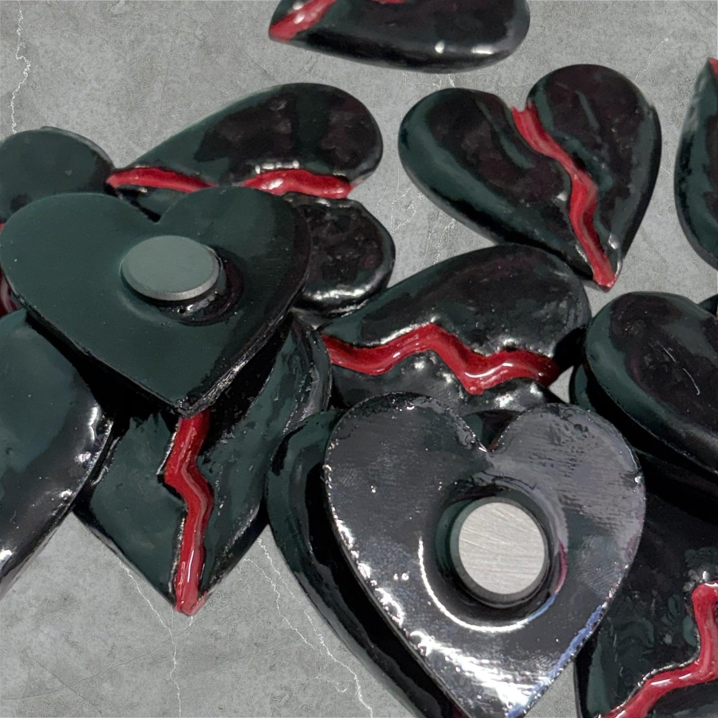 Handmade Black Broken Heart Magnet – Breakup Gift