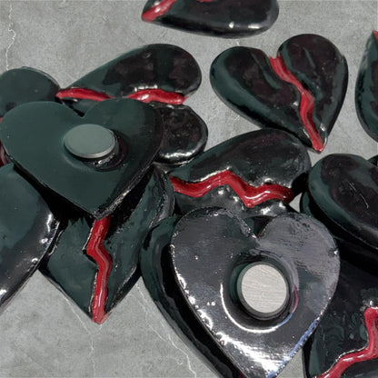 Handmade Black Broken Heart Magnet – Breakup Gift