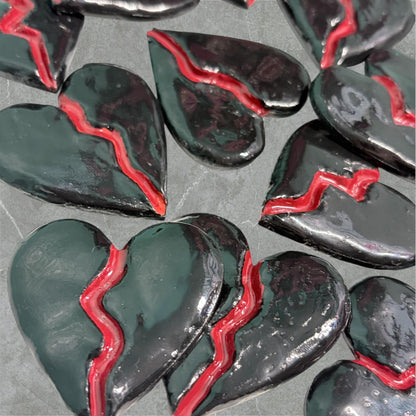 Handmade Black Broken Heart Magnet – Breakup Gift