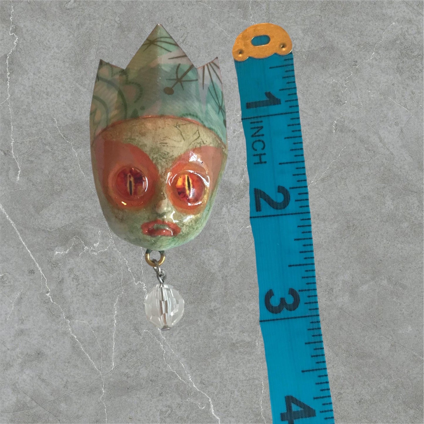 Handpainted Monster Fridge Magnet: Crowned Creepling Fae Goblin