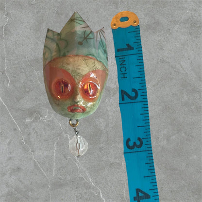 Handpainted Monster Fridge Magnet: Crowned Creepling Fae Goblin
