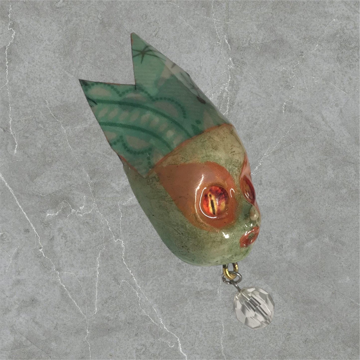 Handpainted Monster Fridge Magnet: Crowned Creepling Fae Goblin