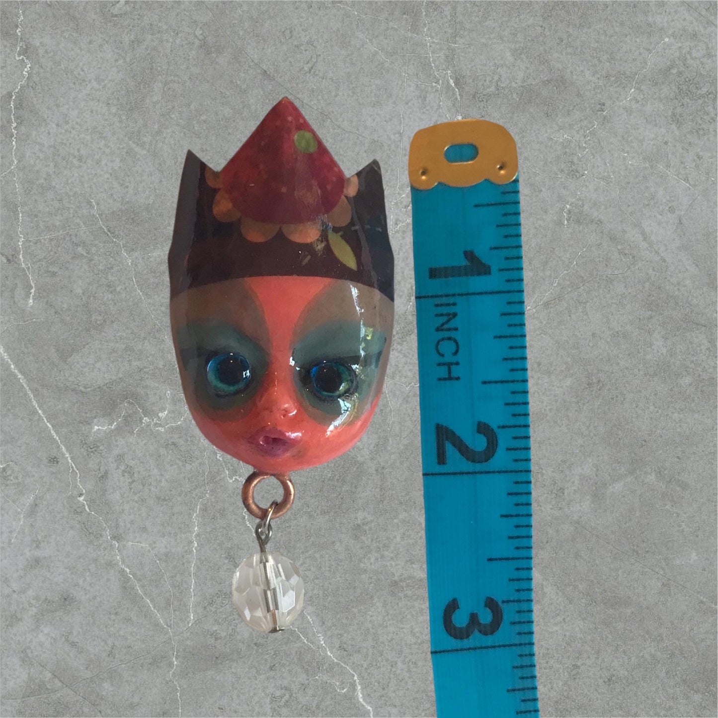 Handpainted Monster Fridge Magnet: Crowned Creepling Fae Goblin