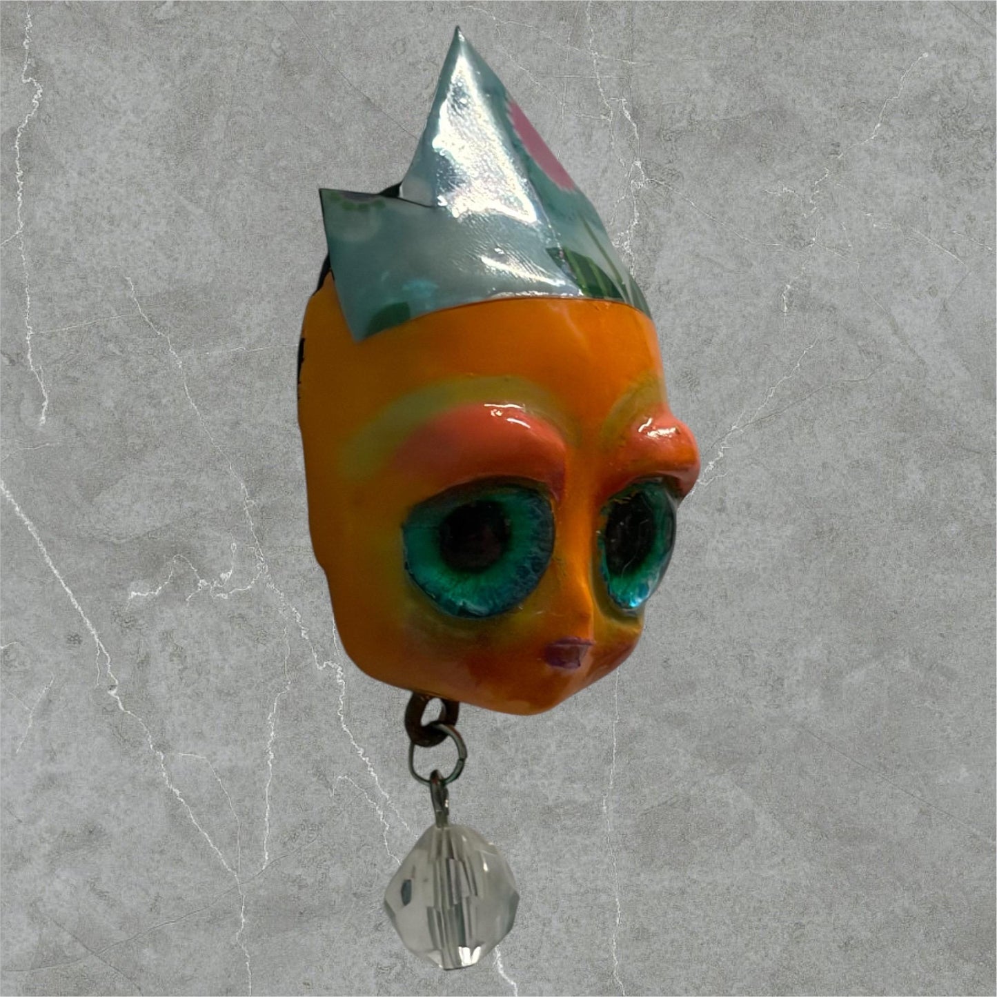Handpainted Monster Fridge Magnet: Crowned Creepling Fae Goblin