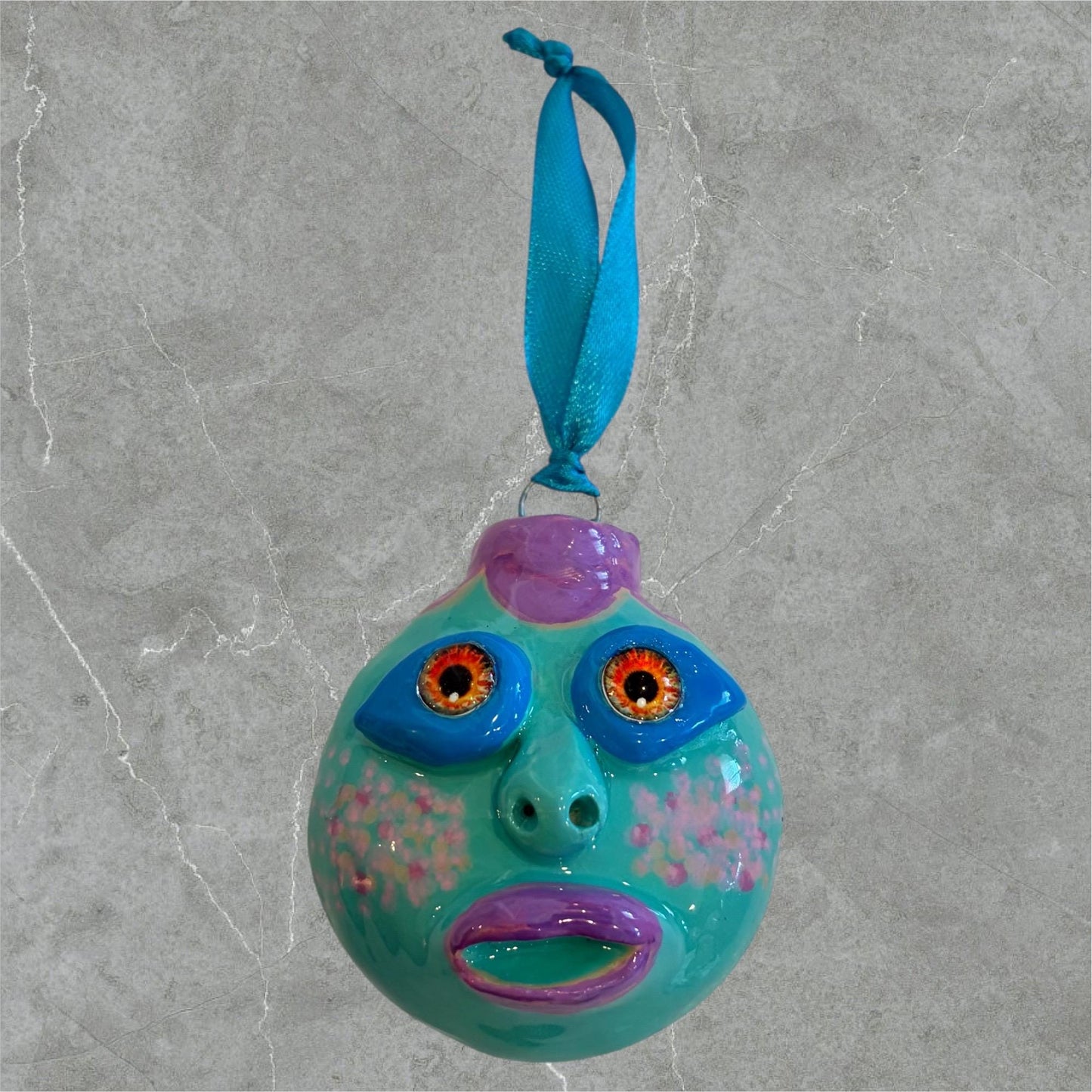 Whimsical Quirky Face Ornament Handmade Clay