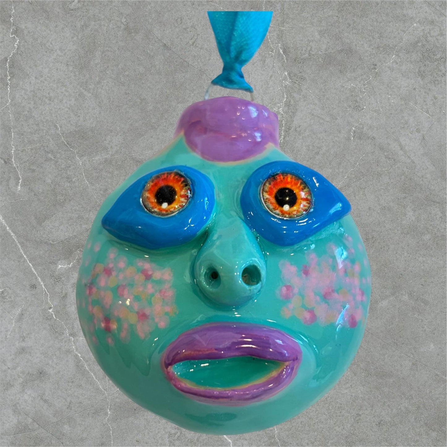 Whimsical Quirky Face Ornament Handmade Clay