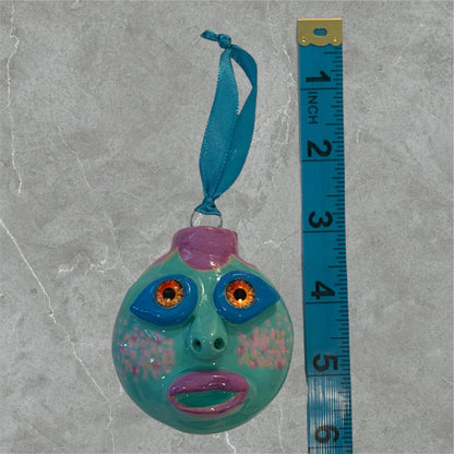 Whimsical Quirky Face Ornament Handmade Clay
