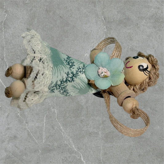 Cottage Fairy Magnet – Handmade Rustic Jute Hair Fairy Decor Wood