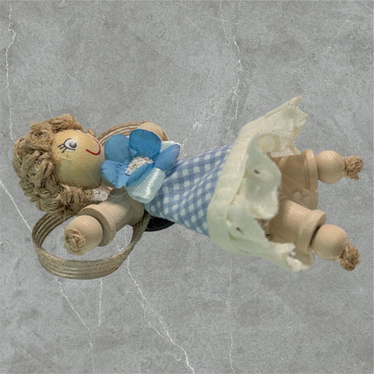 Cottage Fairy Magnet – Handmade Rustic Jute Hair Fairy Decor Wood
