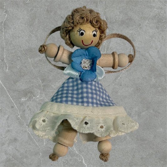 Cottage Fairy Magnet – Handmade Rustic Jute Hair Fairy Decor Wood