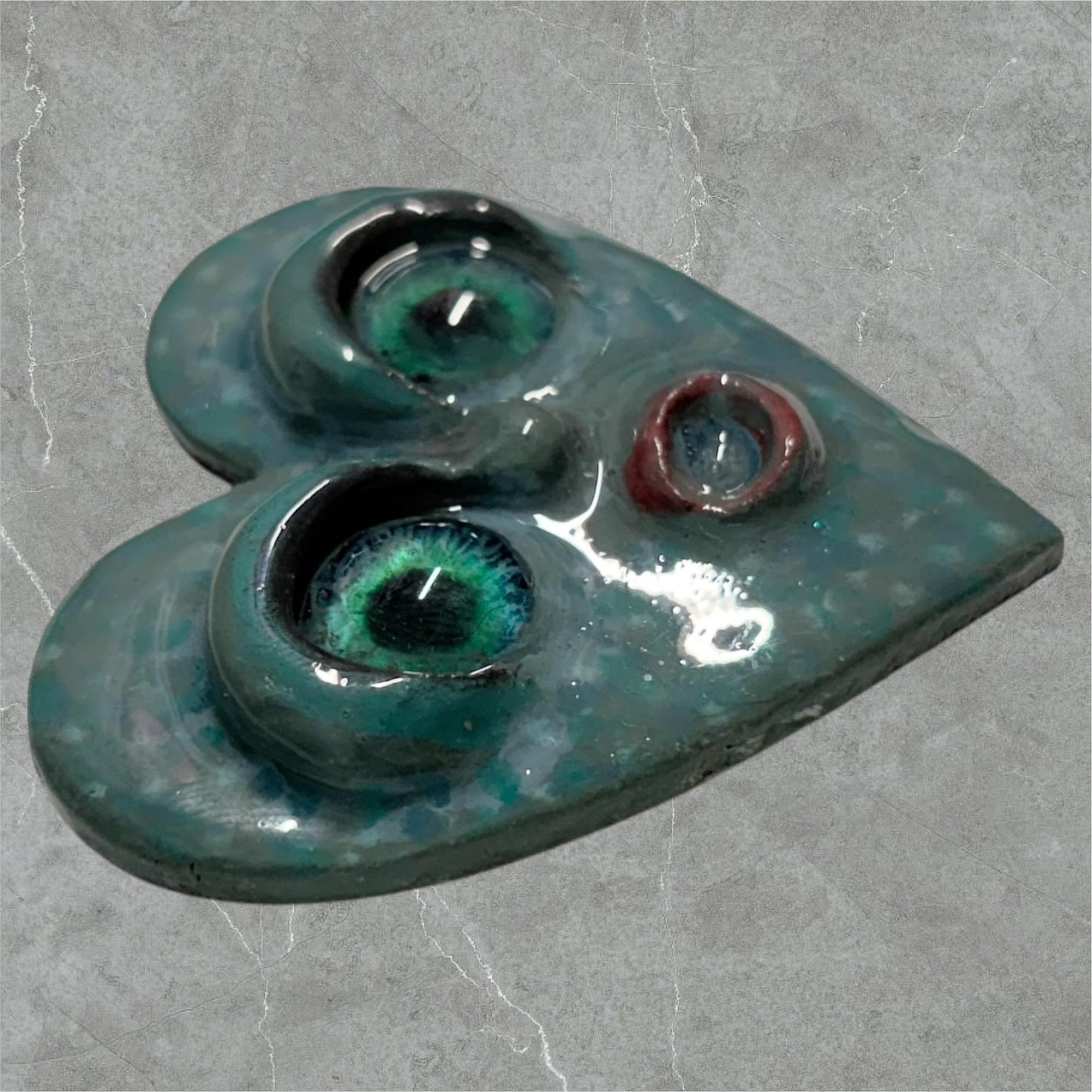 Handmade Creepling Two-Eyed Heart Magnet: Quirky Sculpture, Hand Painted, 2" Collectible