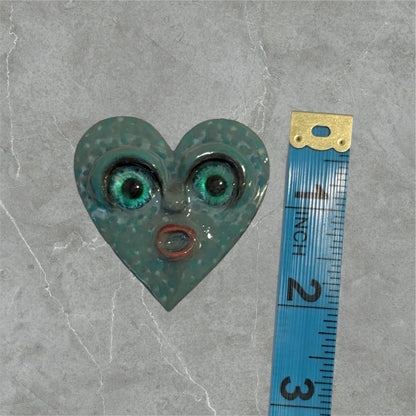 Handmade Creepling Two-Eyed Heart Magnet: Quirky Sculpture, Hand Painted, 2" Collectible