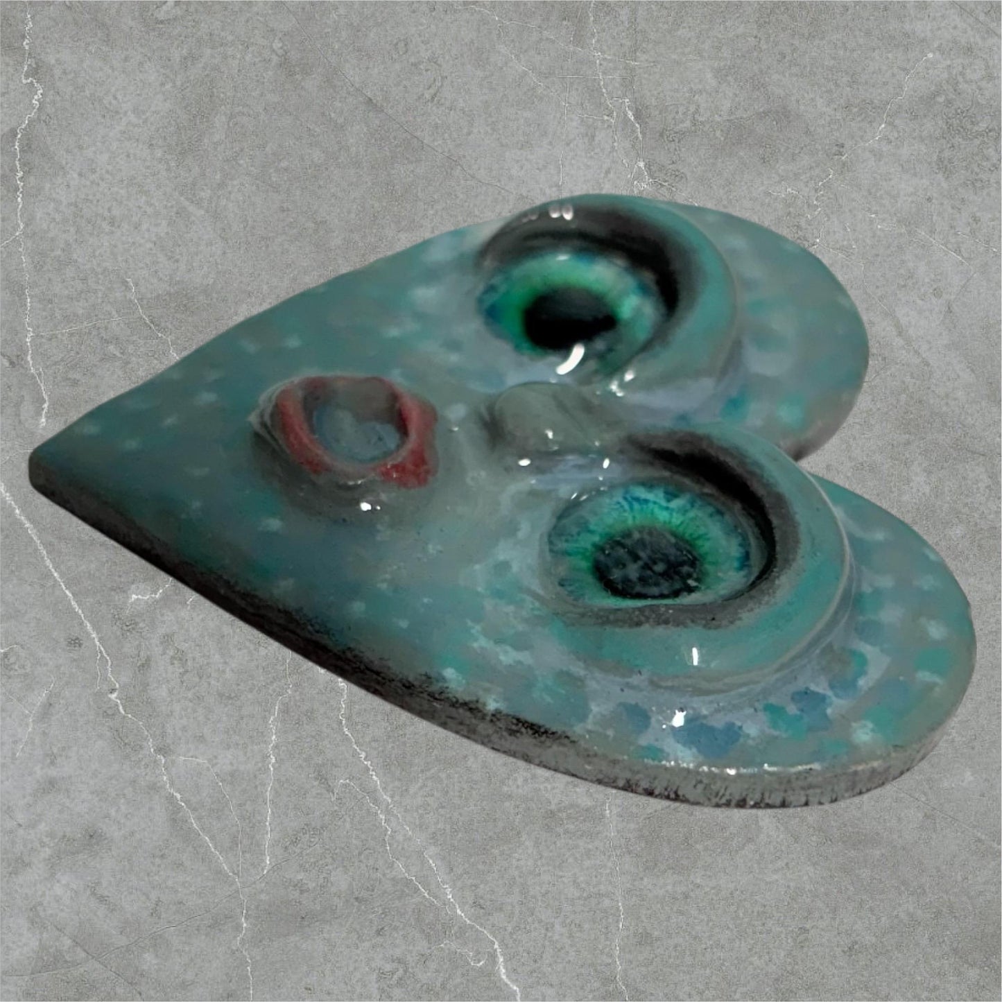 Handmade Creepling Two-Eyed Heart Magnet: Quirky Sculpture, Hand Painted, 2" Collectible