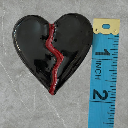 Handmade Black Broken Heart Magnet – Breakup Gift
