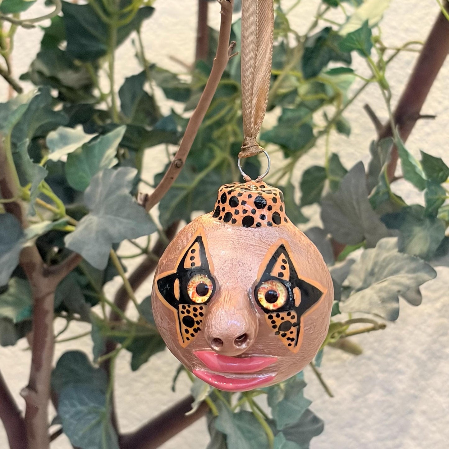 Whimsical Quirky Face Ornament Handmade Clay