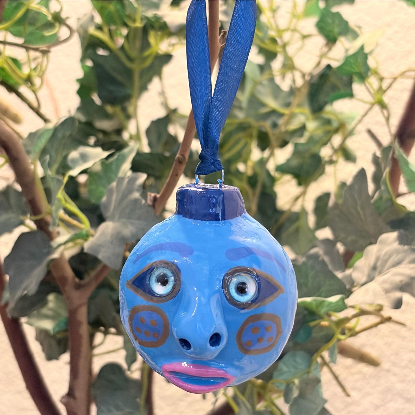Whimsical Quirky Face Ornament Handmade Clay