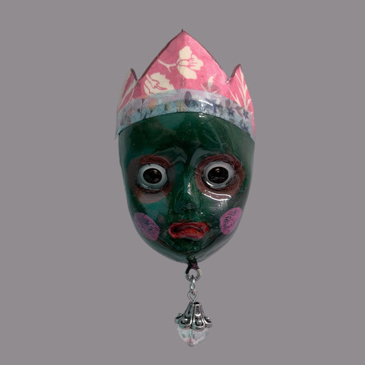 Handpainted Monster Fridge Magnet: Crowned Creepling Fae Goblin