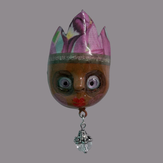 Handpainted Monster Fridge Magnet: Crowned Creepling Fae Goblin