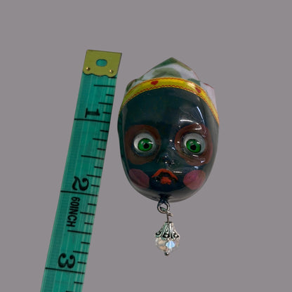 Handpainted Monster Fridge Magnet: Crowned Creepling Fae Goblin
