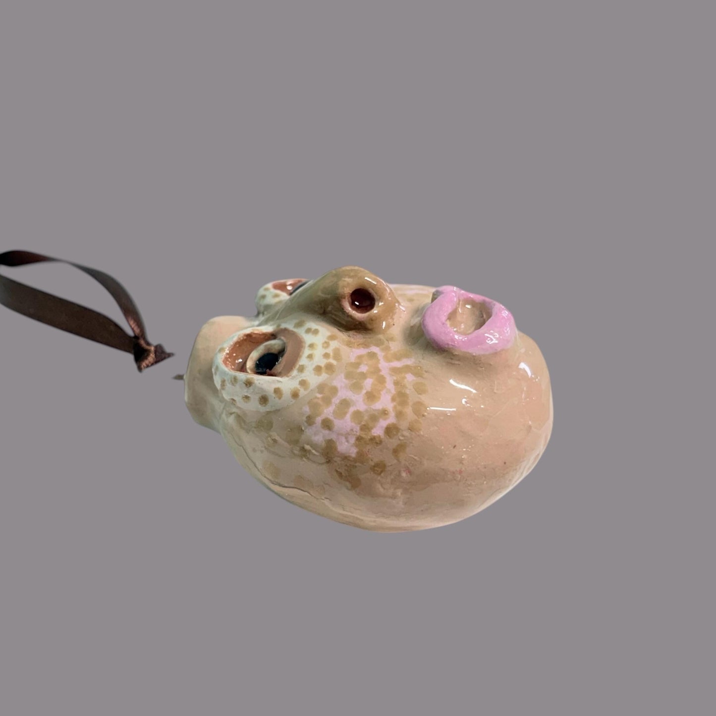Whimsical Quirky Face Ornament Handmade Clay