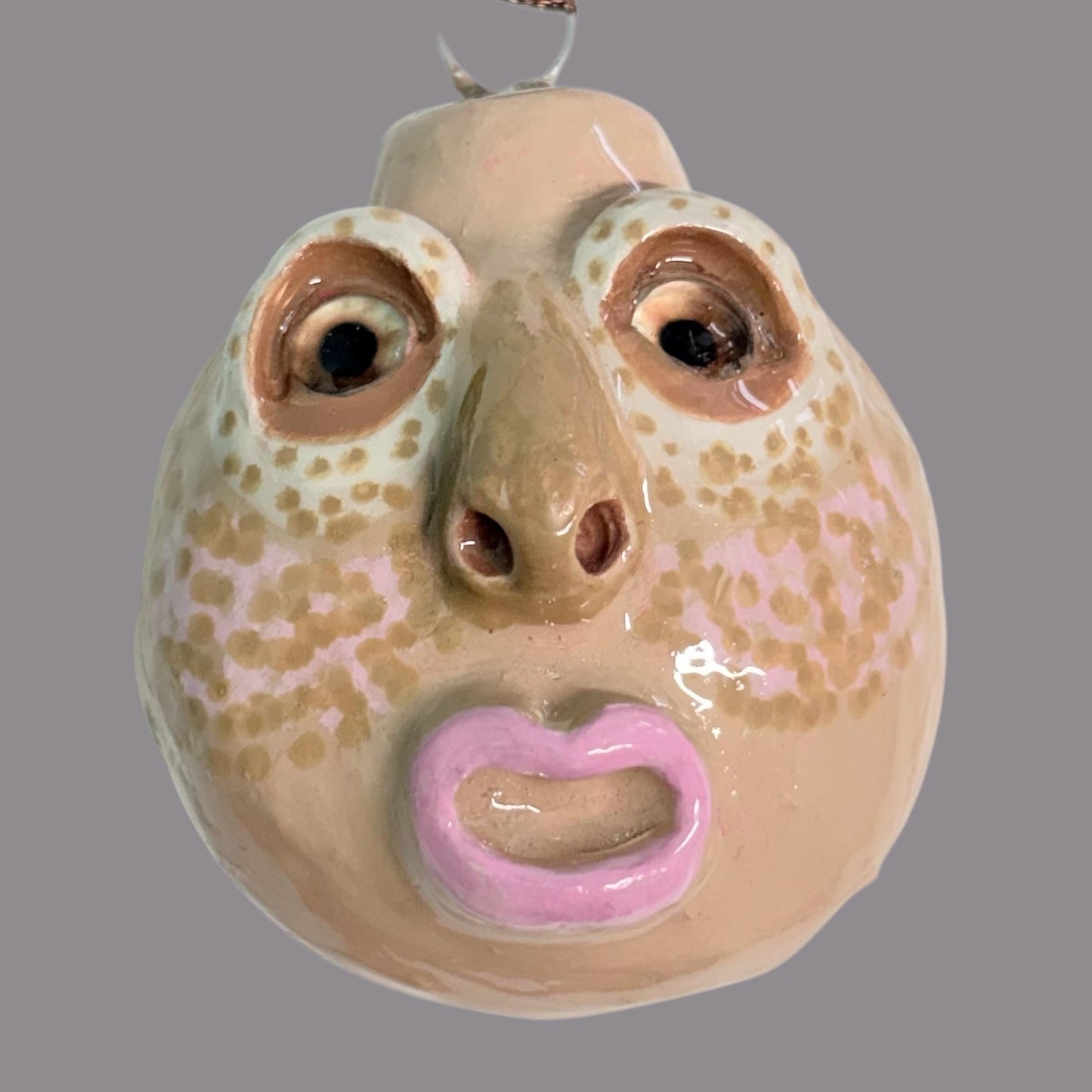 Whimsical Quirky Face Ornament Handmade Clay