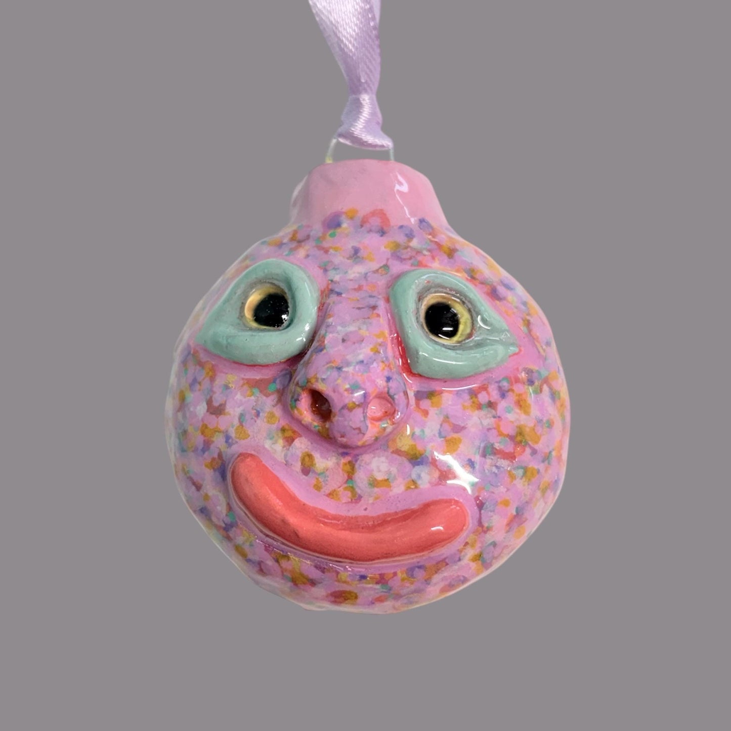 Whimsical Quirky Face Ornament Handmade Clay