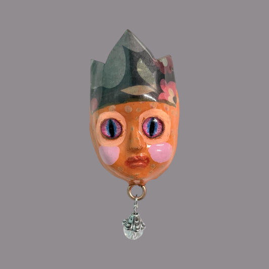 Handpainted Monster Fridge Magnet: Crowned Creepling Fae Goblin