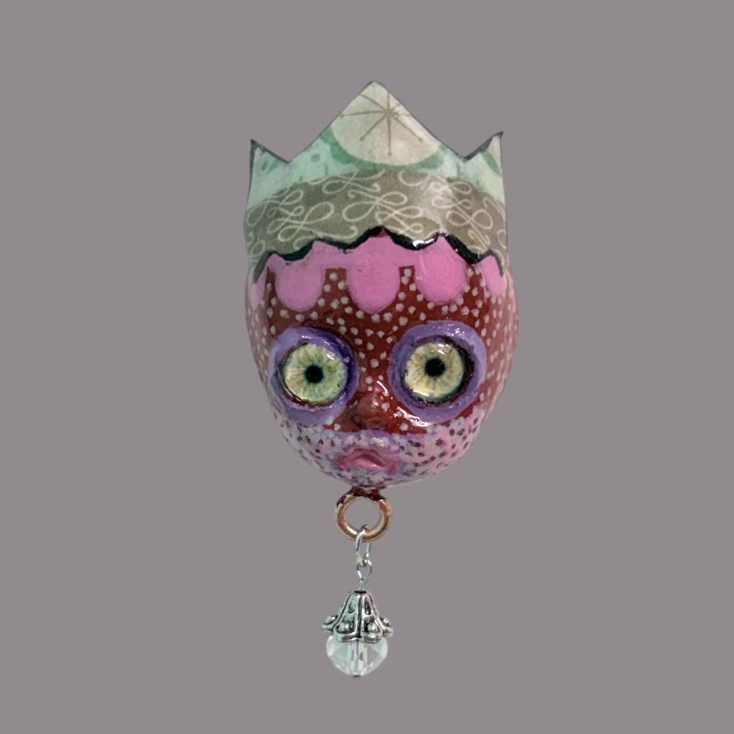 Handpainted Monster Fridge Magnet: Crowned Creepling Fae Goblin