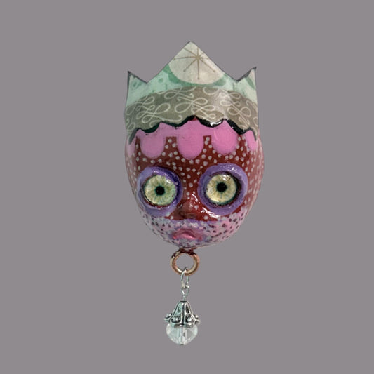 Handpainted Monster Fridge Magnet: Crowned Creepling Fae Goblin
