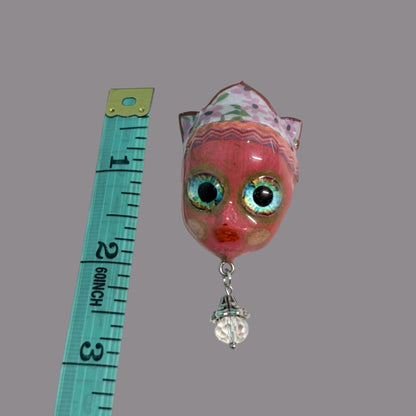 Handpainted Monster Fridge Magnet: Crowned Creepling Fae Goblin