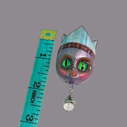 Handpainted Monster Fridge Magnet: Crowned Creepling Fae Goblin