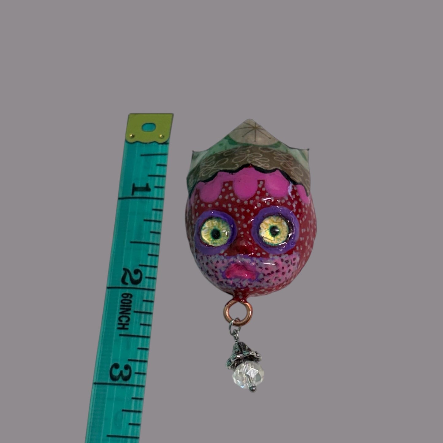 Handpainted Monster Fridge Magnet: Crowned Creepling Fae Goblin