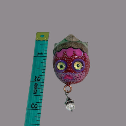 Handpainted Monster Fridge Magnet: Crowned Creepling Fae Goblin