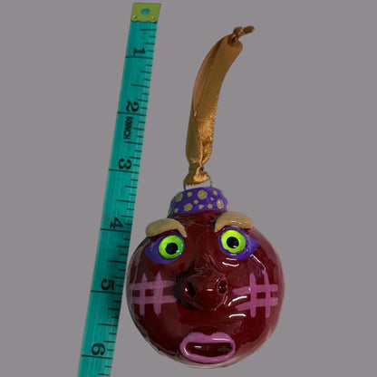 Whimsical Quirky Face Ornament Handmade Clay