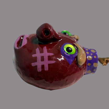 Whimsical Quirky Face Ornament Handmade Clay
