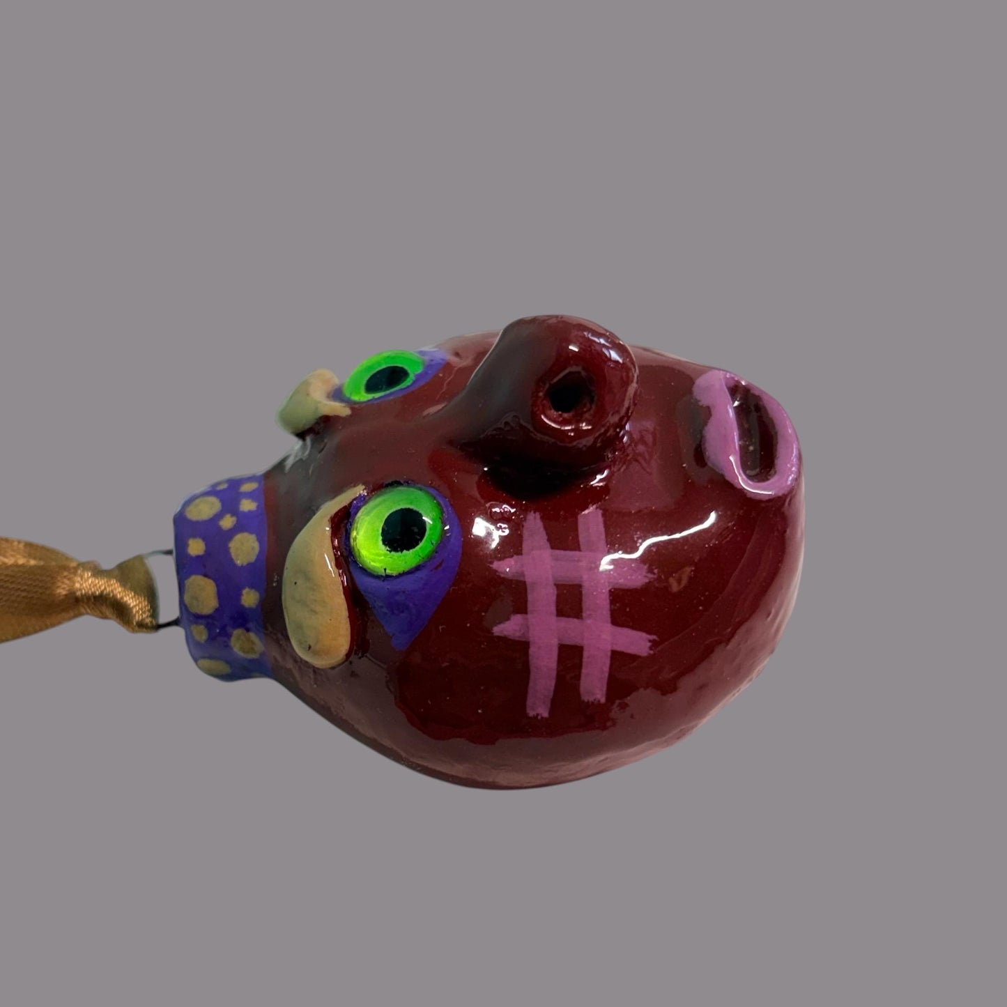 Whimsical Quirky Face Ornament Handmade Clay