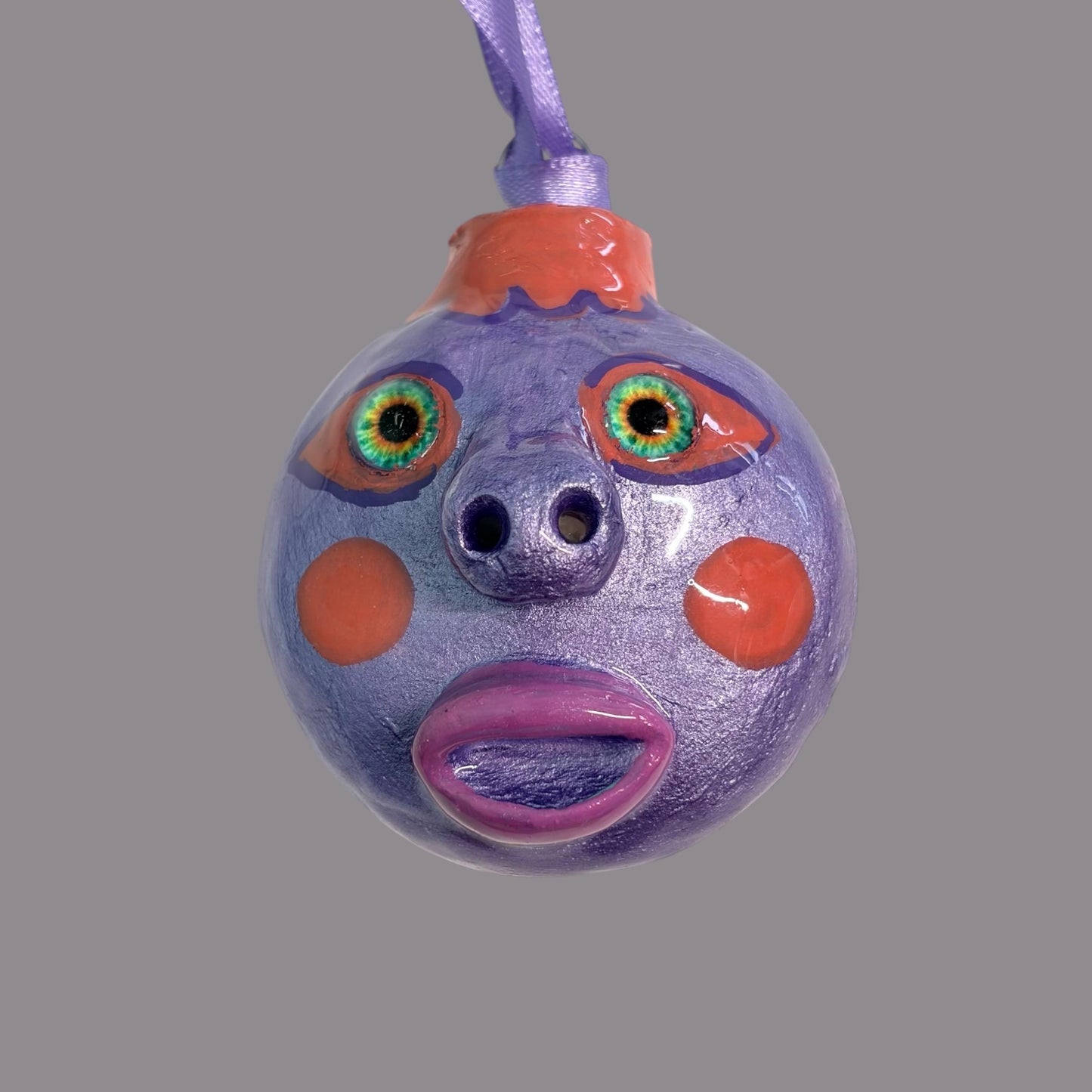 Whimsical Quirky Face Ornament Handmade Clay