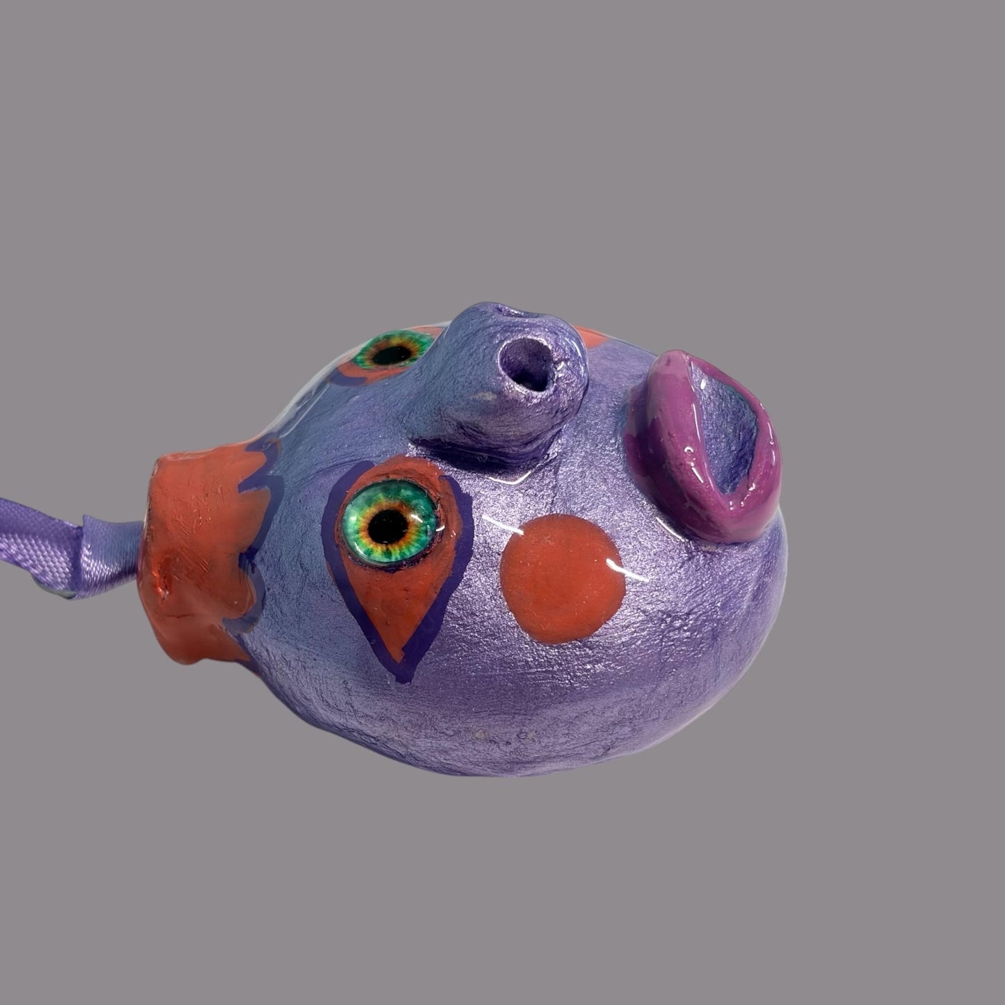 Whimsical Quirky Face Ornament Handmade Clay