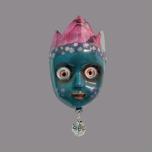 Handpainted Monster Fridge Magnet: Crowned Creepling Fae Goblin